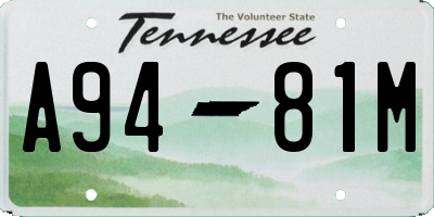 TN license plate A9481M