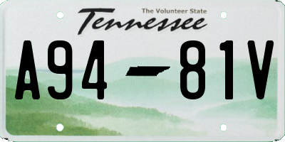 TN license plate A9481V