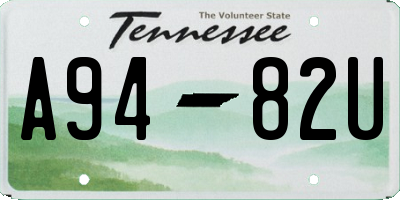 TN license plate A9482U