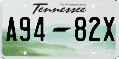 TN license plate A9482X