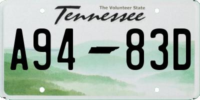 TN license plate A9483D