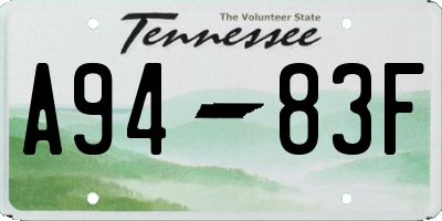 TN license plate A9483F