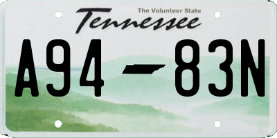 TN license plate A9483N