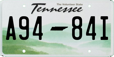 TN license plate A9484I
