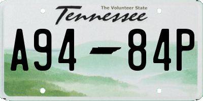 TN license plate A9484P