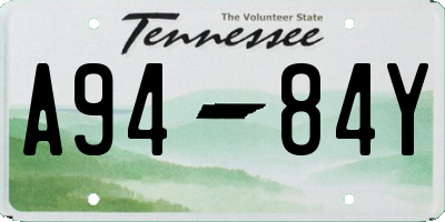 TN license plate A9484Y