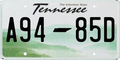 TN license plate A9485D