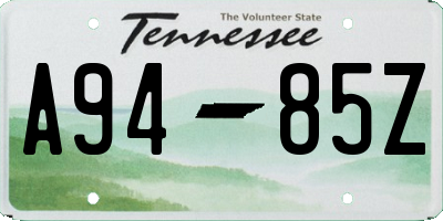 TN license plate A9485Z