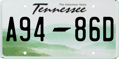 TN license plate A9486D