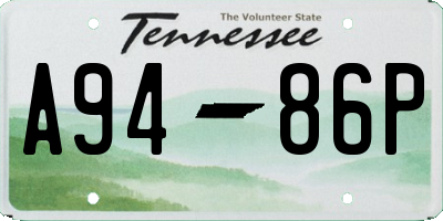 TN license plate A9486P