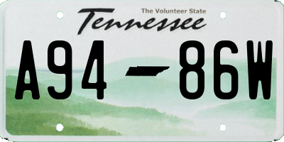 TN license plate A9486W