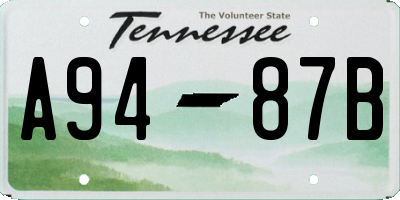 TN license plate A9487B