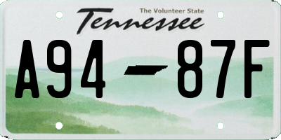 TN license plate A9487F
