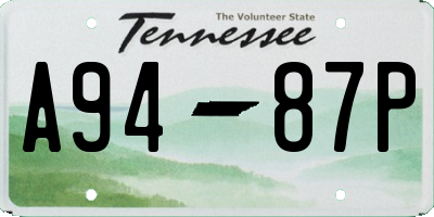 TN license plate A9487P