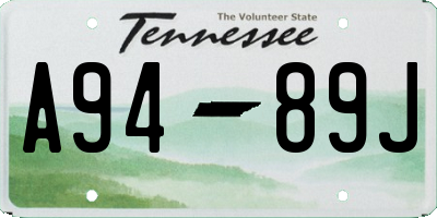 TN license plate A9489J