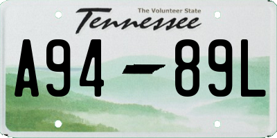 TN license plate A9489L