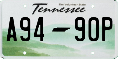 TN license plate A9490P