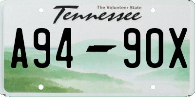 TN license plate A9490X