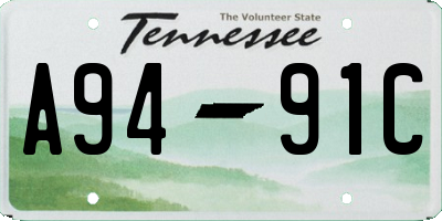 TN license plate A9491C