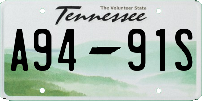 TN license plate A9491S