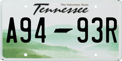 TN license plate A9493R
