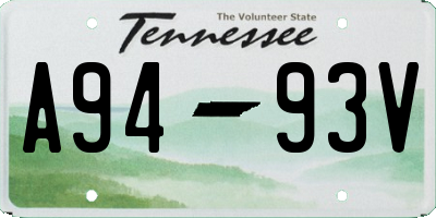 TN license plate A9493V