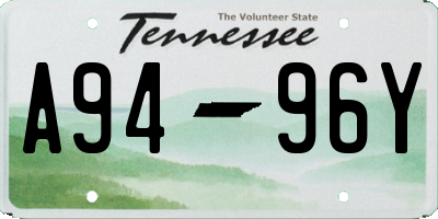 TN license plate A9496Y