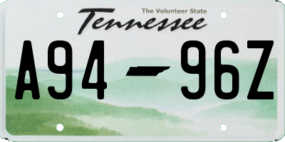 TN license plate A9496Z