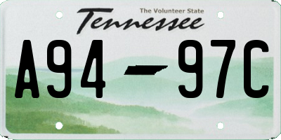 TN license plate A9497C