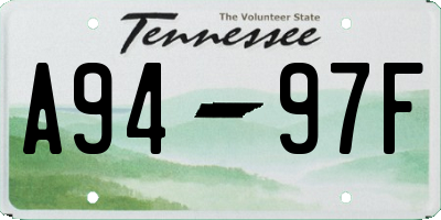 TN license plate A9497F
