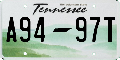 TN license plate A9497T