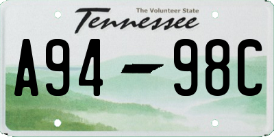 TN license plate A9498C