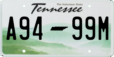 TN license plate A9499M