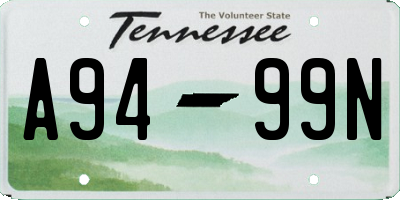 TN license plate A9499N