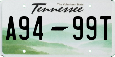 TN license plate A9499T