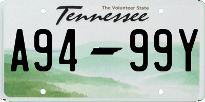 TN license plate A9499Y