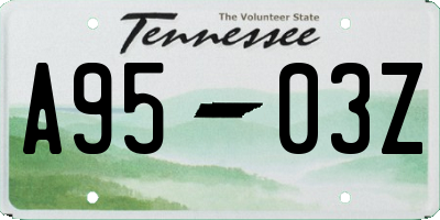 TN license plate A9503Z
