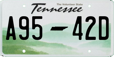 TN license plate A9542D