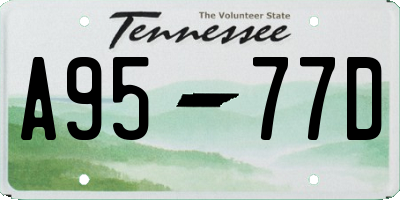 TN license plate A9577D