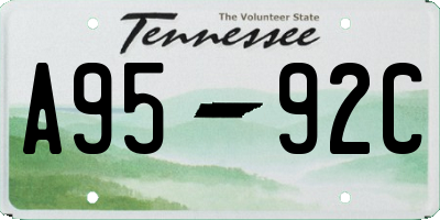 TN license plate A9592C