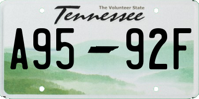 TN license plate A9592F