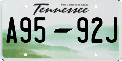 TN license plate A9592J