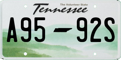 TN license plate A9592S