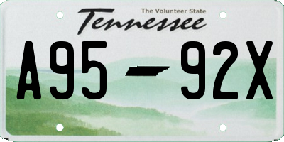 TN license plate A9592X