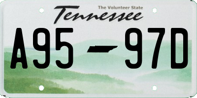 TN license plate A9597D