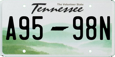 TN license plate A9598N