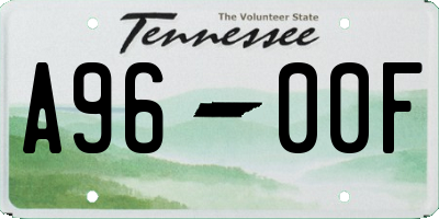 TN license plate A9600F