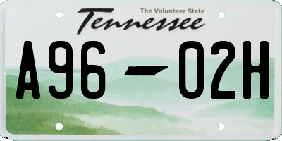 TN license plate A9602H