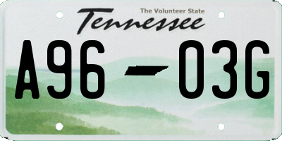 TN license plate A9603G