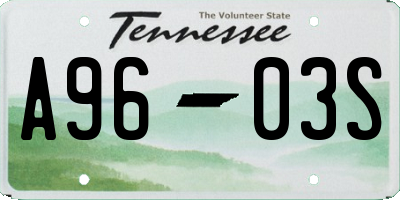TN license plate A9603S